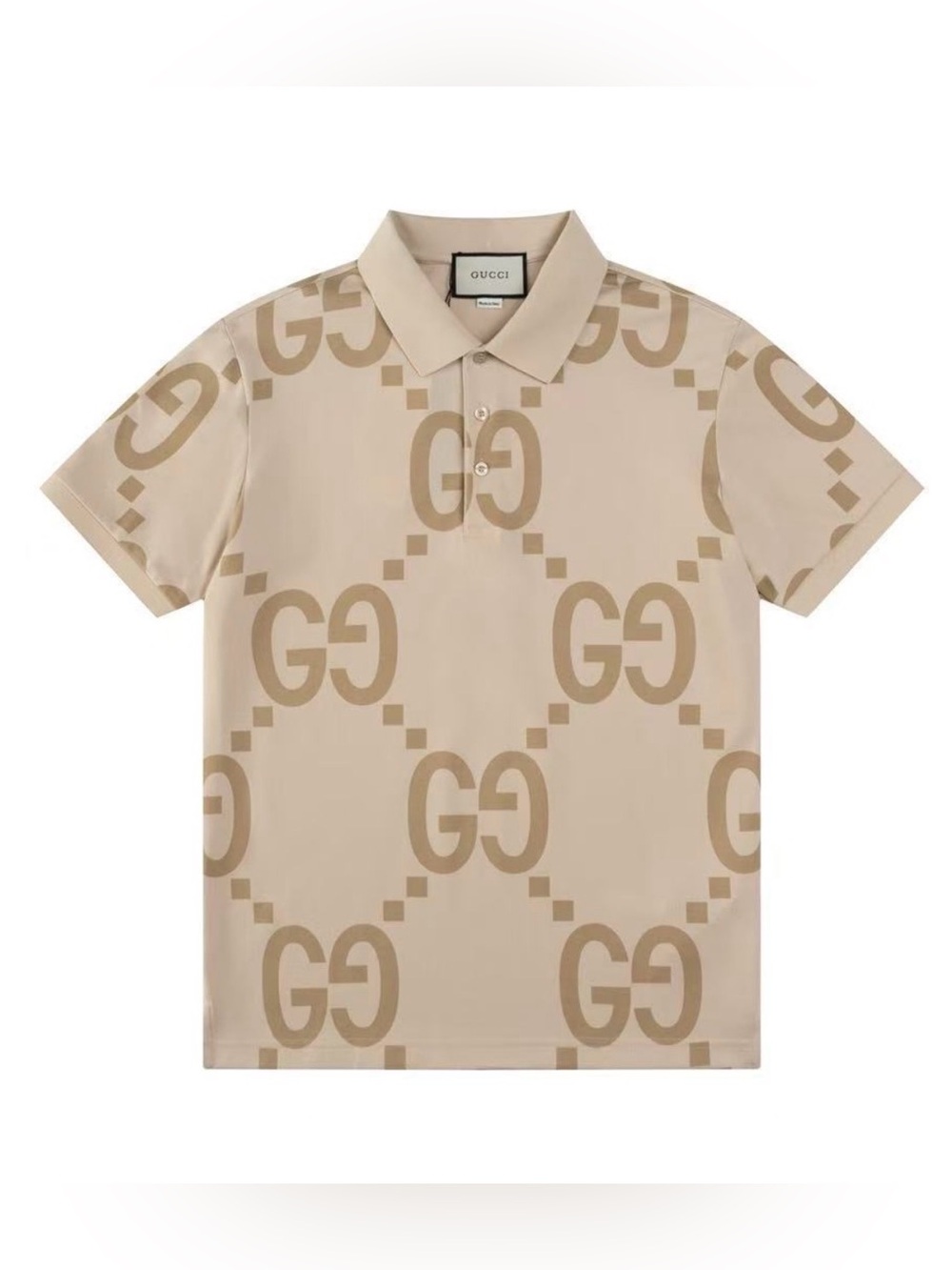 Gucci Beige/Tan GG-Pattern Polo Shirt